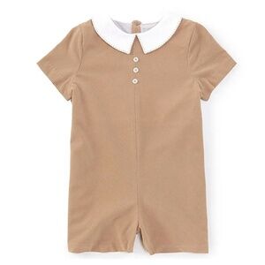 Edgehill Collection Beige Peter Pan Collar Corduroy Jon Jon Shortall, 12M, NWT